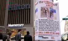 A New York Police Department (NYPD) flier outside the New York Hilton Midtown 