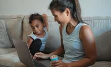 mother child at computer