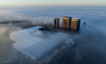An aerial view of SpaceX's Starbase in South Texas