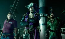 Goro Majima with crewmates in pirate garb in Pirate Yakuza in Hawaii