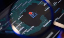 A magnifying glass zooms in on the new Gulf of America label in Apple maps.