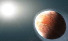 An artist's conception of the gas giant exoplanet WASP-121b.