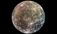 A full view of Jupiter's moon Callisto in space.
