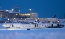a delta plane overturned on a runway in toronto