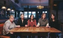 "Toxic Town" stars Jodie Whittaker and Aimee Lou Wood with mothers Susan McIntyre, Tracey Taylor and Maggie Mahon.