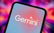 This illustration photo shows the logo of Google's artificial intelligence (AI) application, Gemini, displayed on a phone screen with a colored background of blue and pink.