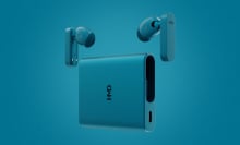 HMD's Amped Buds on a blue background.