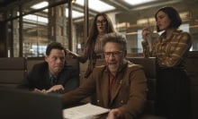 Ike Barinholtz, Kathryn Hahn, ` and Chase Sui Wonders in "The Studio."