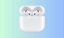 Apple AirPods 4 on gradient background