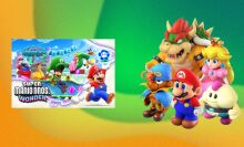 The image shows Mario characters as well as the key art for a Mario game.