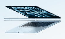 apple macbook air m4 displayed in stylized fashion