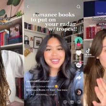 A composite of screenshots from different TikTok accounts on BookTok. 