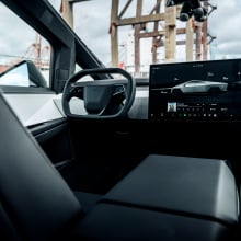 The dashboard screen of a cybertruck.