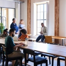 A busy office setting.