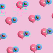 pattern with speech bubble with red heart shape 