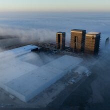 An aerial view of SpaceX's Starbase in South Texas