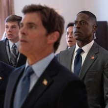 David Aaron Baker, James Marsden, and Sterling K. Brown in "Paradise."