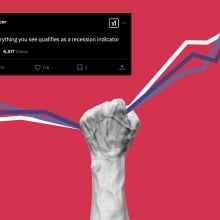 Human hand holding growing charts. Control of inflation concept.