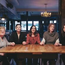 "Toxic Town" stars Jodie Whittaker and Aimee Lou Wood with mothers Susan McIntyre, Tracey Taylor and Maggie Mahon.
