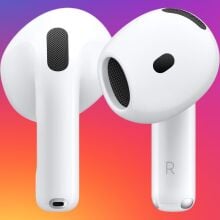 Apple AirPods 4 ANC on a multicolor gradient background