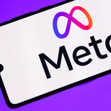 meta logo on a phone