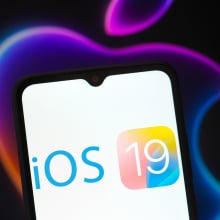 ios19 logo displayed on an iphone screen