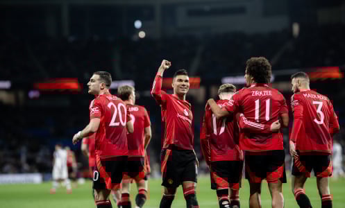 Joshua Zirkzee of Manchester United celebrates