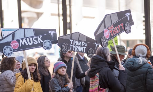 Tesla protestors