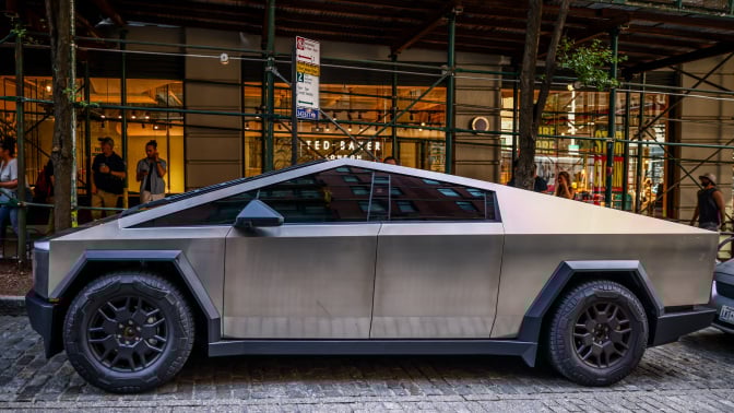 cybertruck parked on the street