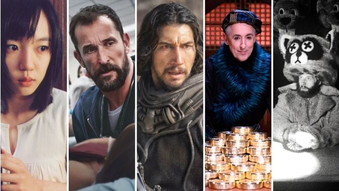 Composite of promotional images from "A Tale of Two Sisters," "The Pitt," "65," "The Traitors," and "Hundreds of Beavers,"