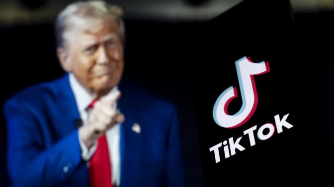 Donald Trump and TikTok logo