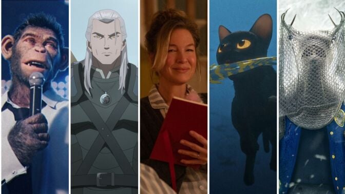 Composite of publicity stills from new to streaming titles. 