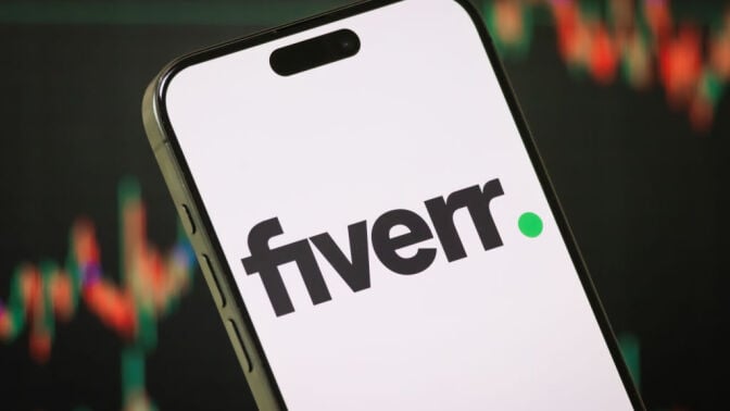 fiverr logo on a smartphone