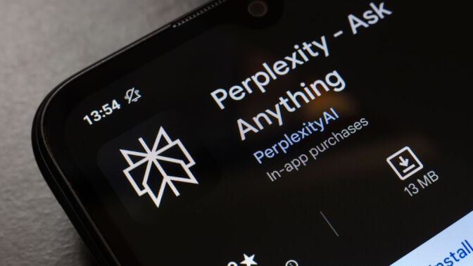 Close-up of the Perplexity app on a smartphone