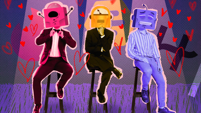 Mobile phone with heart symbol and icons surrounding it with heart symbols for messaging love