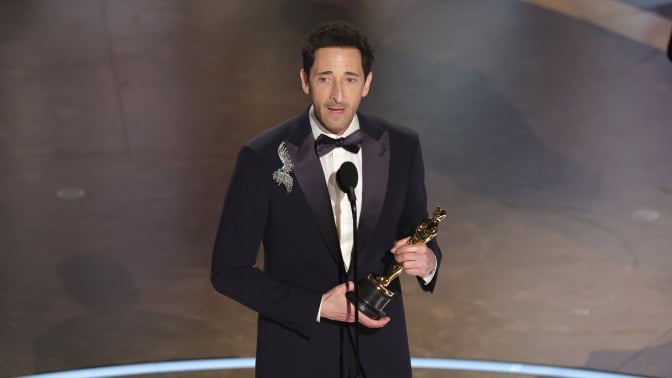 Adrien Brody accepts his second Oscar.