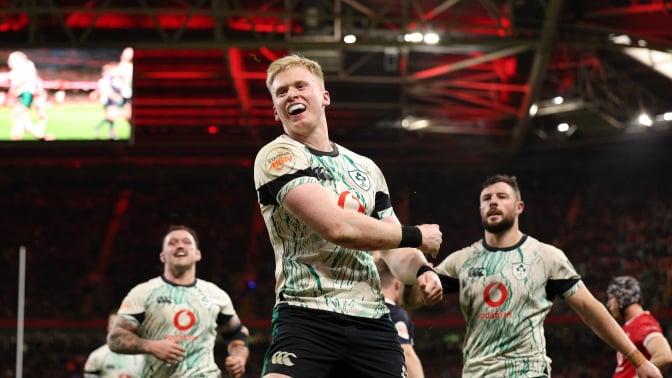Ireland's full-back Jamie Osborne celebrates