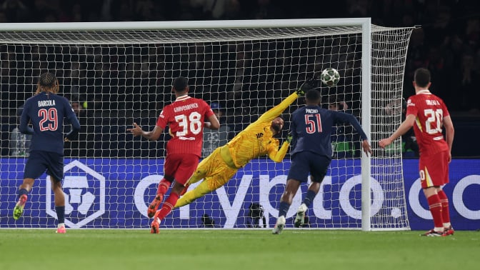 Alisson Becker of Liverpool makes a save