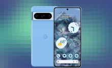 Google Pixel 8 Pro on blue and green abstract background