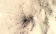 A recent impact crater on Mars captured by the European Space Agency's ExoMars Trace Gas Orbiter spacecraft.