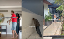 screenshots of tiktoks showing guys being goofy