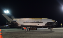 The X-37B Orbital Test Vehicle after landing at NASA’s Kennedy Space Center in Oct. 2019.