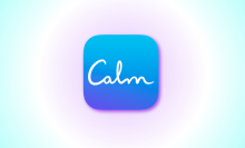 Calm app logo with blue and purple pastel background