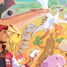 illustration of person with pokemon