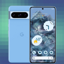 Google Pixel 8 Pro on blue and green abstract background