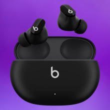 Beats Studio Buds on a purple background