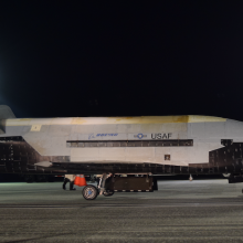The X-37B Orbital Test Vehicle after landing at NASA’s Kennedy Space Center in Oct. 2019.