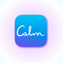 Calm app logo with blue and purple pastel background
