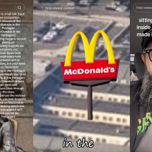 screenshots of tiktoks about mcdonald's in the pentagon