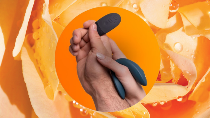 man and woman's hands holding sex toys